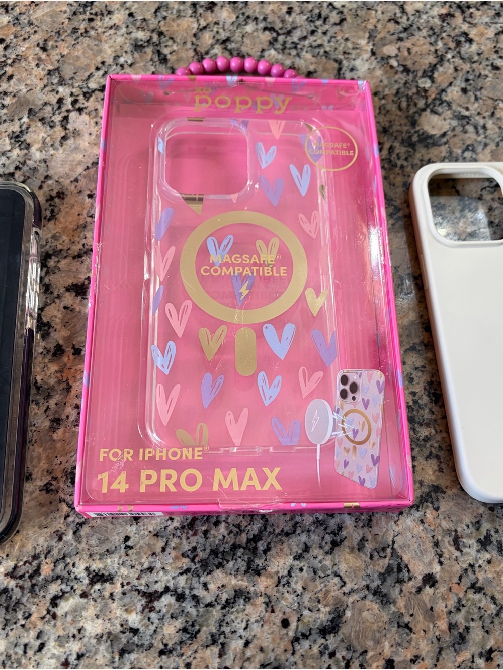 Pink Heart MagSafe-Compatible Case for iPhone 14 Pro Max